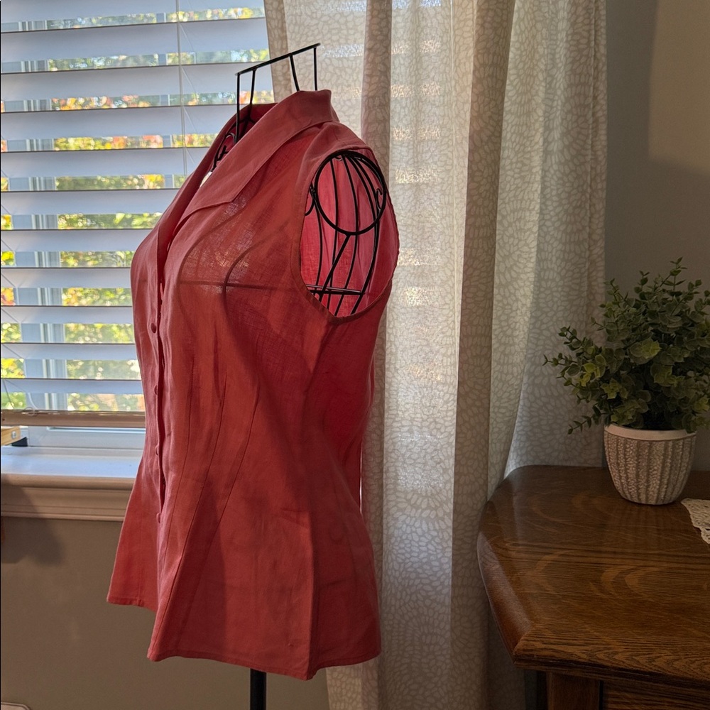 J. Peterman 100% Linen Pink Sleeveless Top, Size 6 - Picture 8 of 11